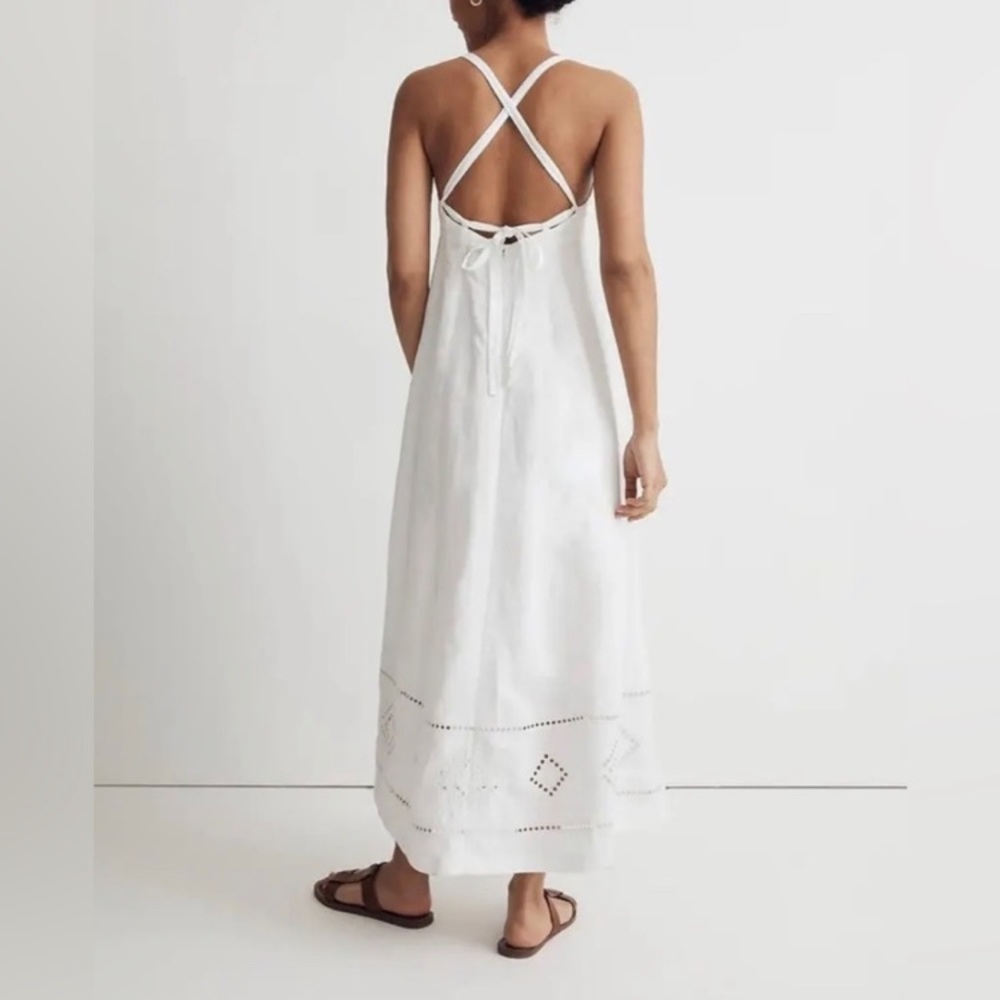 Madewell White Eyelet-Hem Linen Maxi Dress - Picture 2 of 8